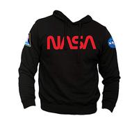 Felpa NASA Missione Shuttle Logo Manica Pentagono Spazio Space Shuttle (XL, Nero)