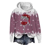 Felpa Natale da Donna, Felpe da Donna Lunga con Cappuccio E Tasca Coppia Manica Lunga con Stampa Renna Sweatshirt Natalizi Pullover Comode Caldo Felpa Natalizia da Donna per L'uso Quotidiano