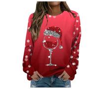 Felpa Natale Da Donna, Felpe Leggere Donna Senza Cappuccio Elegant Stampato Senza Cappuccio Pullover Tops Da Natale Manica Lunga Grinch Natale Stampato Sportivo Maglione Natalizio Per Il Tempo Libero