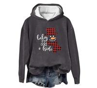 Felpa Natale Donna, Felpa Donna con Cappuccio Autunnale Classico Versatile Pullover Stampa Maniche Lunghe con Coulisse Top Camicetta Hoodie Camicia Felpa Leggera Donna per Lo Streetwear
