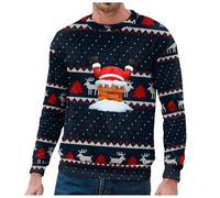 Felpa Natale Uomo Brutto, Maglione Senza Cappuccio per Uomo con Stampati novità Felpe a Maniche Lunghe Elegante Xmas Maglietta Camicia Maglia Hoodie Perfetto per Natalizi Feste