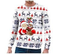 Felpa Natale Uomo, Maglione Natalizio Uomo Felpe Pullover Maglie a Manica Lunga Grafiche con Stampa Digitale 3D Felpa Girocollo Maglione Brutto Maglieria Maglioncino Invernali per Donna Uomo