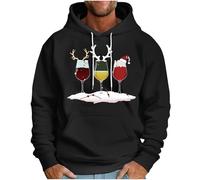 Felpa Natale Uomo Nuovo Offerte Felpa Invernale Natalizio Felpa con Cappuccio in Pile Elegante con Stampa di Babbo Natale e Bicchiere di Vino Coppia Felpa Unisex Comoda Stampata in 3D con Coulisse