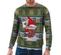 Felpa Natale Uomo Senza Cappuccio, Felpe Invernali Uomo Termica Floreale Pullover Casual Manica Lunga Sweatshirt Taglia Forte Leggero Stampe di Elementi Natalizi Adatto Come Regalo di Natale