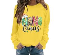 Felpa natalizia a maniche lunghe da donna divertente camicia grafica a maniche lunghe girocollo pullover da nonna top da donna giacca leggera da relax, Giallo-signore Felpe, XL
