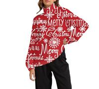 Felpa natalizia da donna, camicetta con collo a lupetto, camicie termiche da donna, felpe foderate invernali, casual, girocollo, in pile, a maniche lunghe, abbigliamento da casa per feste, regali di