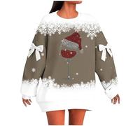 Felpa natalizia da donna, comoda, maglione natalizio da donna, oversize, divertente, con stampa con albero di Natale, taglie forti, felpe grafiche autunnali, per feste, regali di Natale quotidiani