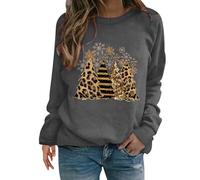 Felpa natalizia da donna con stampa divertente e divertente, con stampa di caffè, caramelle, pupazzo di neve, girocollo, maniche lunghe, casual, vestibilità larga, per interni ed esterni, regali di