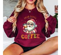 Felpa natalizia da donna Dear Santa Just Bring Coffee maglione natalizio - a