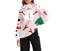 Felpa natalizia da donna divertente carino collo polo maglione natalizio oversize collo a lupetto felpe grafiche maglione natalizio maglione a maniche lunghe pullover top natalizio abbigliamento