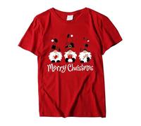 Felpa natalizia da donna divertente pullover natalizio da donna casual stampa natalizia a maniche corte scollo a O t-shirt larga blusa top caratteristiche: camicia maniche lunghe t, Rosso, S