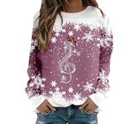 Felpa Natalizia da Donna Elegante Natalizio Maglione con Girocollo Felpe Maniche Lunghe Brutti Christmas Sweater Stampa Natalizia Invernale Casual Pullover Tops Senza Cappuccio