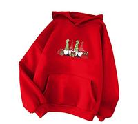 Felpa Natalizia da Donna, Felpe da Donna Lunga con Cappuccio E Tasca Coppia Manica Lunga con Stampa Renna Sweatshirt Natalizi Pullover Comode Caldo Felpa Oversize Donna per Il Tempo Libero