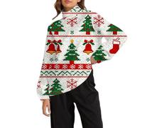 Felpa natalizia da donna foderata in pile con collo a lupetto felpa natalizia collo polo maglioni natalizi dolcevita camicie natalizie festive pullover top invernale abbigliamento termico, vino, L