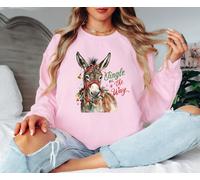 Felpa natalizia da donna Jingle All The Way Donkey maglione festivo