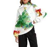 Felpa natalizia da donna oversize con collo a lupetto felpa natalizia con collo a polo maglioni natalizi casual a maniche lunghe top termici per le vacanze di Natale Pullover accogliente maglione a