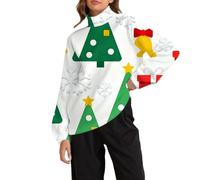 Felpa natalizia da donna oversize con collo a lupetto felpa natalizia con collo a polo maglioni natalizi casual a maniche lunghe top termici per le vacanze di Natale Pullover accogliente maglione a