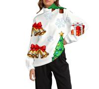 Felpa natalizia da donna oversize con collo a lupetto felpa natalizia con collo a polo maglioni natalizi casual a maniche lunghe top termici per le vacanze di Natale Pullover accogliente maglione a