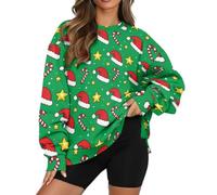 Felpa natalizia da donna oversize felpe autunnali pullover top, maglione per le vacanze, camicie a maniche lunghe vestibilità ampia