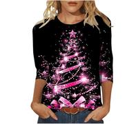 Felpa Natalizia da Donna Senza Cappuccio, Elegante Maglione Natalizio con Renne con Stampa Natalizia, Maglione a Maniche Lunghe, Comoda da Donna Maniche a Tre Quarti Stampate Natalizie da Donna