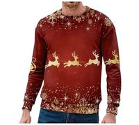 Felpa natalizia da uomo con scollo rotondo, tessuto confortevole a maniche lunghe, ideale per giornate fredde, occasioni festive (rosso, M)