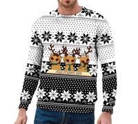 Felpa natalizia da uomo con stampa Babbo Natale, maglione cattivo di Natale, grande taglia, girocollo, Xmas Felpe a maniche lunghe, Merry Christmas, casual, autunno e inverno, caldo, ampio, motivo