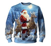 Felpa natalizia da uomo con stampa, motivo a maglia di Natale, girocollo, taglia grande, Xmas Felpe a maniche lunghe, senza cappuccio, casual, morbido, autunno e inverno, caldo, classico, termica