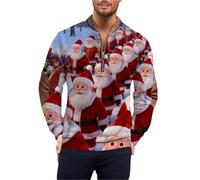 Felpa natalizia da uomo con zip a quarto da uomo divertente stampa felpa senza cappuccio ispessita maglione caldo lavorato a maglia per autunno/inverno leggero all'aperto felpe per il tempo libero