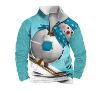 Felpa natalizia da uomo, vestibilità ampia, alla moda, alla moda, con stampa 3D, a maniche lunghe, per feste, costumi per regali di Natale all'aperto, blu cielo, M