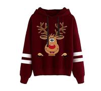 Felpa Natalizia Donna, Felpa Donna con Cappuccio Autunnale Maniche Lunghe Hoodie Tasca a Canguro Pullover Dimensione Grande Casuale Tempo Libero Tinta Unita Felpa di Natale per Lo Streetwear