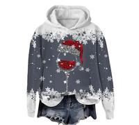 Felpa Natalizia Donna, Felpa Donna con Cappuccio Invernale Elegant Taglia Forti alla Moda Stampato Pullover Manica Lunga Grinch Natale Stampato Sportivo Felpa Leggera Donna per Il Tempo Libero
