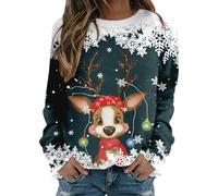 Felpa Natalizia Donna, Felpa Donna Senza Cappuccio Elegant Stampato Senza Cappuccio Pullover Tops Da Natale Manica Lunga Grinch Natale Stampato Sportivo Maglione Natalizio Per Il Tempo Libero
