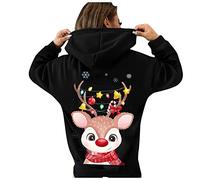 Felpa Natalizia Donna, Felpe Cappuccio Donna Maniche Lunghe Hoodie Tasca a Canguro Pullover Dimensione Grande Casuale Tempo Libero Tinta Unita Felpa Elegante Donna per Lo Streetwear