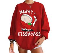 Felpa Natalizia Donna Ugly Christmas Pullover Personalizzata Divertente Brutta Babbo Natale Maglione Natalizio Xmas Sweatshirt Rosso M