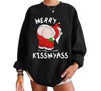 Felpa Natalizia Donna Ugly Christmas Pullover Xmas Sweatshirt Personalizzata Divertente Brutta Babbo Natale Maglione Natalizio Donna Nero L