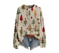 Felpa natalizia, maglione vintage da donna con albero di Natale, pullover alla moda novità per le vacanze di Natale, maglioni grafici carini divertenti, camicette da festa oversize a maniche lunghe