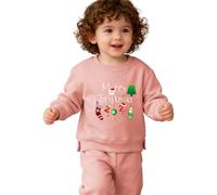Felpa natalizia per bambini, divertente con stampa alfabeto, merry christle, maglione natalizio casual con scollo rotondo, felpe natalizie a maniche lunghe, comode per feste di Natale, Rosa, 3 anni