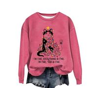Felpa natalizia stampata da donna con scritta "I'm Everything's I'm That's", felpa con stampa grafica girocollo pullover maglione a maniche lunghe alla moda per la vita quotidiana regali di Natale