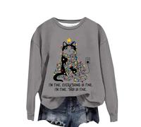 Felpa natalizia stampata da donna con scritta "I'm Everything's I'm That's", felpa con stampa grafica girocollo pullover maglione a maniche lunghe alla moda per la vita quotidiana regali di Natale