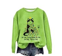 Felpa natalizia stampata da donna con scritta "I'm Everything's I'm That's", felpa con stampa grafica girocollo pullover maglione a maniche lunghe alla moda per la vita quotidiana regali di Natale