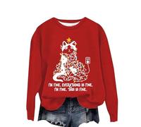 Felpa natalizia stampata da donna con scritta "I'm Everything's I'm That's", felpa con stampa grafica girocollo pullover maglione a maniche lunghe alla moda per la vita quotidiana regali di Natale