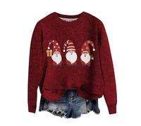 Felpa Natalizio da Donna Elegante Pullover Senza Cappuccio Natale Donna Curvy Sweatshirt Natalizi Manica Lunga Invernale Maglione Girocollo Oversize Taglie Forti Felpe Natalizia Regalo Divertente