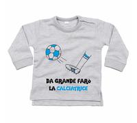Felpa neonata da grande farò la calciatrice bianco azzurra