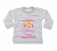 Felpa neonata personalizzata con nome eccomi da oggi comando io