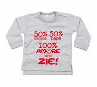 Felpa neonato 50% mamma 50% papà 100% amore delle zie grafica neutra