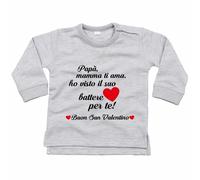 Felpa neonato papà mamma ti ama ho visto il suo cuore battere per te buon san...
