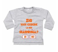 Felpa neonato personalizzabile con nome zia vuoi essere la mia madrina? grafi...