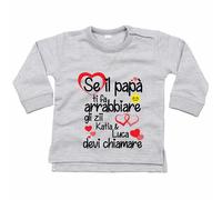 Felpa neonato personalizzata con nome se papà ti fa arrabbiare gli zii devi c...