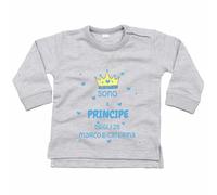 Felpa neonato personalizzata con nome sono il principe degli zii con corona e...