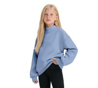 Felpa nera a maniche lunghe e collo alto con tasca - tinta unita - Felpa casual per la scuola - Maglietta basic a collo alto - Abbigliamento autunnale per adolescenti